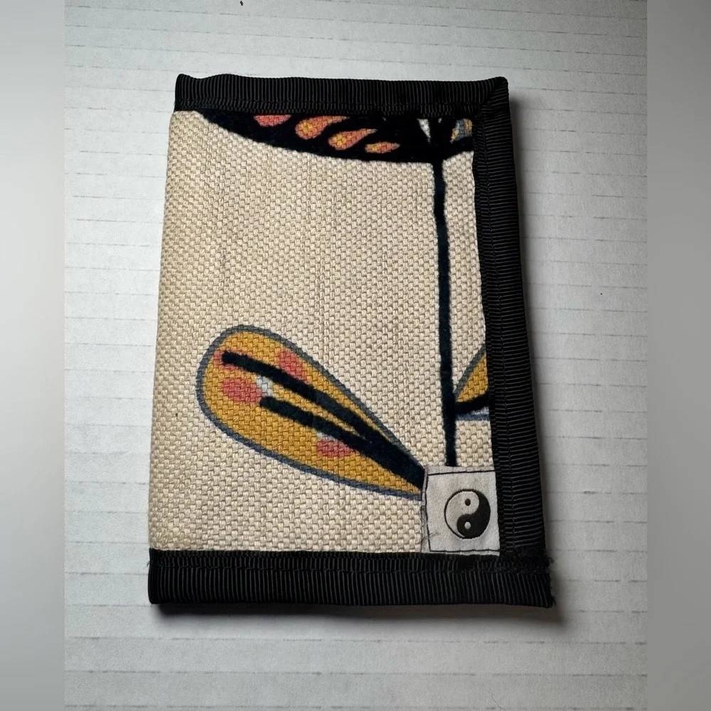 hemp tri-fold wallet with a unique graphic design